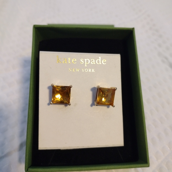 Kate Spade Sweet Nothing's Square Amber Stud Earrings - Picture 1 of 4